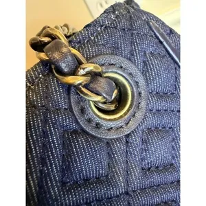 Tory Burch Fleming Denim Quilted Convertible Backpack Shoulder Bag Large thumbnail 4