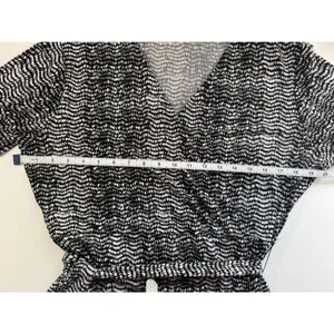 Apt. 9 Faux Wrap Dress Black White‎ Abstract Geometric V-Neck XL Officewear thumbnail 6