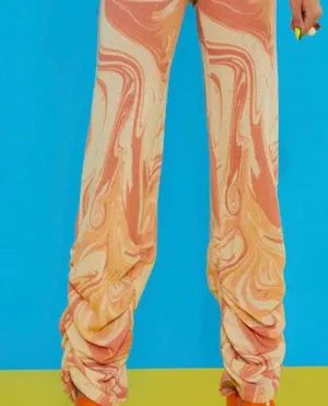 JADED LONDON Orange Swirl Ruched Hem Printed Knit Joggers Size US 2 s small thumbnail 5