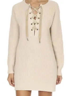 Rails Nicole Lace Wool Cashmere‎ Sweater Dress Revolve Cream Tan size small thumbnail 1