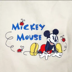 Disney Vintage Y2K Mickey Mouse Embroidered tan shorts Overalls bibs 22 thumbnail 2