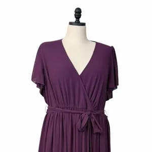 Baltic Born Maxi Dress 3XL Wrap V Neck Flutter Sleeve Belted Plum Purple Gown thumbnail 7