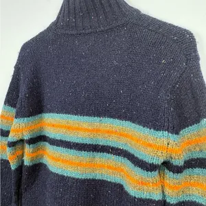 VTG J. CREW 100% Shetland Wool Black Stripe Mock Neck Sweater - Size S thumbnail 7
