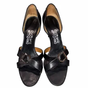 Salvatore Ferragamo Black Leather Pumps Heels Sandals Shoes 9.5 thumbnail 2