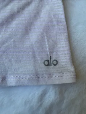 Alo Yoga Striped Mesh Cropped Light Pink Tank Top thumbnail 4