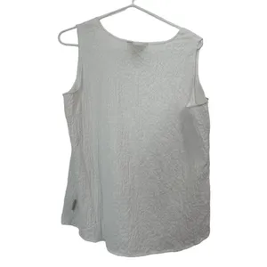 Woolrich White Pleated/Quilted Tank Top Size Large Beach Classic‎ Summer Casual thumbnail 3