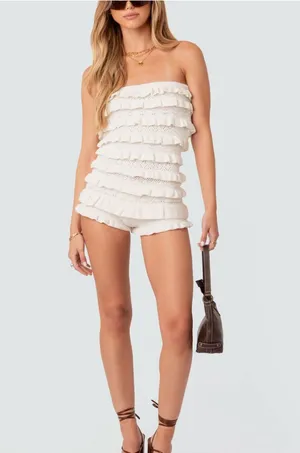 Edikted Robin Ruffle Knit Romper thumbnail 1
