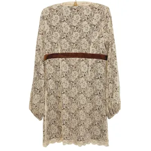 Laundry Coquette Babydoll Lace Dress Size 12 Cream Brown Cottage Boho Ren Faire thumbnail 3