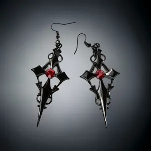 Retro Style Gothic Black Cross Earrings Funky Vintage Style Faux Fashion Jewelr thumbnail 4