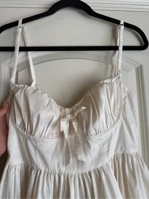 For Love & Lemons x Nuuly Doris Mini Dress Small Sweetheart Corset Flare Ivory M thumbnail 3