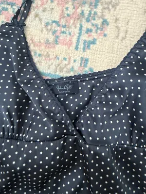 John Galt Navy Silk Polka Dot Tank Top thumbnail 2
