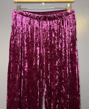 Stars Above Pants Womens Medium Pink Crushed Velour Lounge Drawstring Pockets thumbnail 1