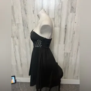 Black Strapless Skater Dress Cutout Waist Open Back Size S thumbnail 4
