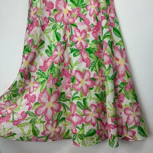 Lilly Pulitzer Floral Midi Dress Sz 2 Cotton Silk Blend Halter Neck Bow Tie Back thumbnail 15