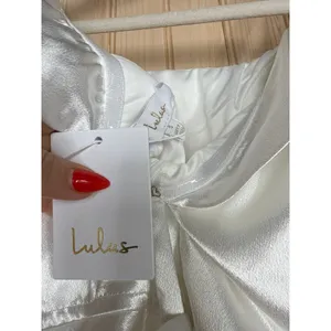 NWT Lulus Greatest Hits White Satin Off-the-Shoulder Maxi Dress Bridal Wedding S thumbnail 8