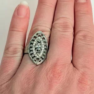 Vintage Art Deco Silver Tone Ring Size 7.5 thumbnail 6