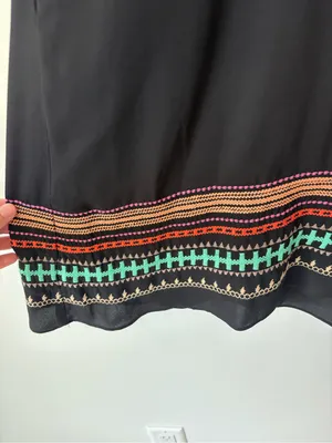 THML Black Mini Shift Sleepless Dress Embroidered Stripes Boho Print thumbnail 5