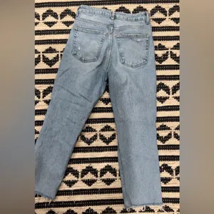 Topshop Blue Straight Leg Jeans with Distressed Knees thumbnail 2