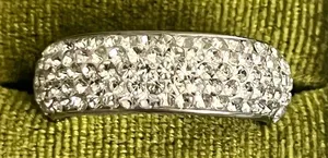 Titanium Steel Silver CZ Pavé Band Ring Unisex Size 9 thumbnail 1