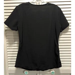 Scrubstar Scrub Top Size Small V Neck Pockets Black/Neon Green‎ Medical Nurse thumbnail 5