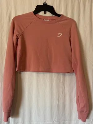 Gymshark Dusty Pink Cropped Long Sleeve Top – Small thumbnail 1