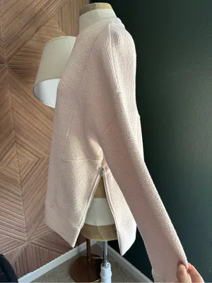 CALIA by Carrie Underwood textured crewneck blush pink lounge cozy sweatshirt S thumbnail 3