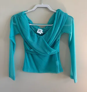 Princess Polly long sleeve mesh top blue thumbnail 1