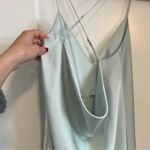 NEW Aritzia Babaton Bellamy Slip Dress Blue Spaghetti Strap Slit Midi Size XXS thumbnail 3