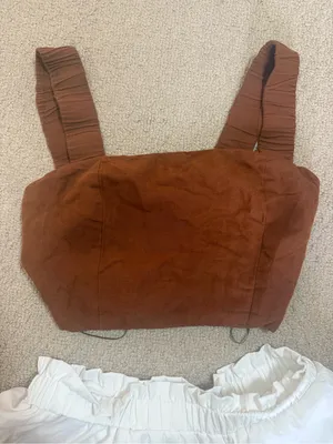Zara Brown Square Neck Crop Top with Wide Straps thumbnail 2
