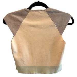 Altar'd‎ State Knit Crop Top Tan Striped Square Neck Cap Sleeve Womens Medium thumbnail 2