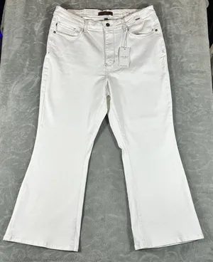 Judy Blue Jeans Womens 18W White High Rise Kick Flare Stretch Denim NWT Classy thumbnail 1
