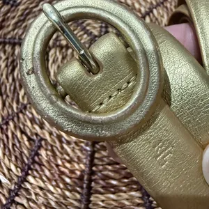 Lauren Ralph Lauren Gold Shimmer Leather Belt L Western‎ Glam 42” thumbnail 2