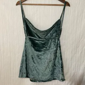 Free People Intimates Velvet Camisole Small Green Cowl Neck NWT thumbnail 3