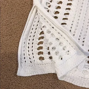 Sulozom Women’s White Crochet Swimsuit Cover Up Tassel V-Neck Size S thumbnail 4