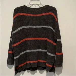 Free People Oversized Sweater with Stripes Size Small Gray with Blue Str… thumbnail 8