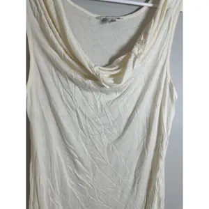 Banana Republic Womens Cream Rayon Cowl Neck Ruffle Hem Tank Top Small 858926-00 thumbnail 3