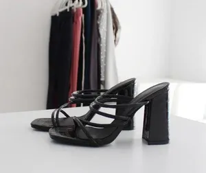 Croc Embossed Faux Leather Strappy Mules Size 37 thumbnail 4