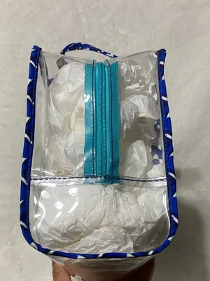 Blue Patterned Clear Travel Tote thumbnail 4