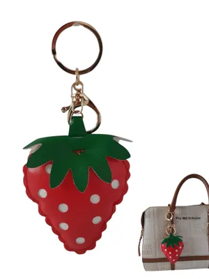 Puffy Strawberry Bag Charm Keychain Red thumbnail 3