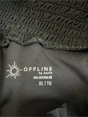 Offline By Aerie Black Smocked Waistband Running Athletic High Waist Shorts thumbnail 7