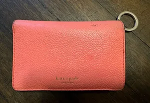 Kate Spade Wallet‎ Pink Peach Leather Coin Purse Key Chain thumbnail 1