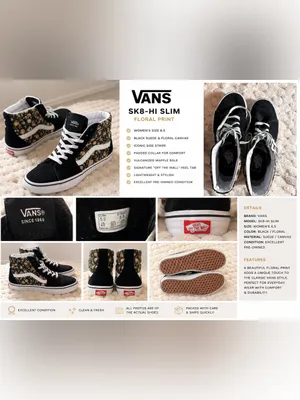 Vans Sk8-Hi Slim Floral High-Top Sneakers – Women’s 6.5 thumbnail 2