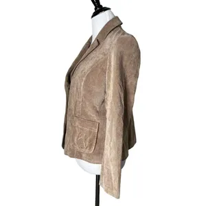 Kim Rogers Dark Academia Faux Suede Corduroy Blazer Jacket Two Button Pleated Pocket 10P thumbnail 3