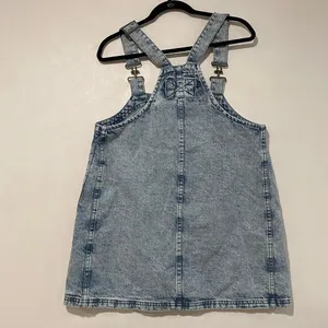 Free People We The Free Denim Overall Dress XS Acid Wash Mini Pinafore Y2K thumbnail 3