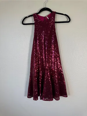 Free People Red Sequined Mini Dress Womens XS Babydoll Party Holidays Glam thumbnail 11