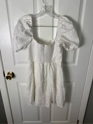 Reformation Malvina Linen Dress in White 8 thumbnail 6