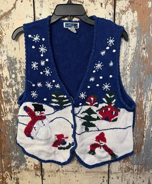 Vintage Bryn Connelly Christmas Winter Knit Sweater Vest, size Large *Flaws* thumbnail 1
