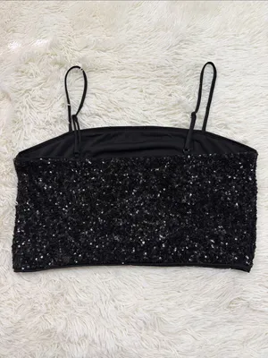 Express Black Sequin Cropped Cami thumbnail 2