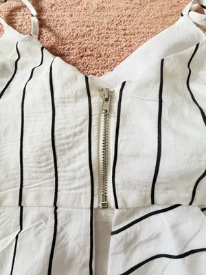Endless Rose White Black Striped Asymmetrical Bow Cami Top Size S thumbnail 7