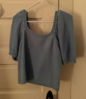 English Factory Short sleeve blue sweater top thumbnail 1